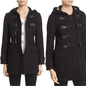 BURBERRY Brit “Blackwell' Wool Duffle Toggle Coat with hood Black size 6